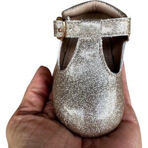 NEW A Bear Co Toddler Size 3 Color Change Gold Smooth Glitter T-Straps Girls